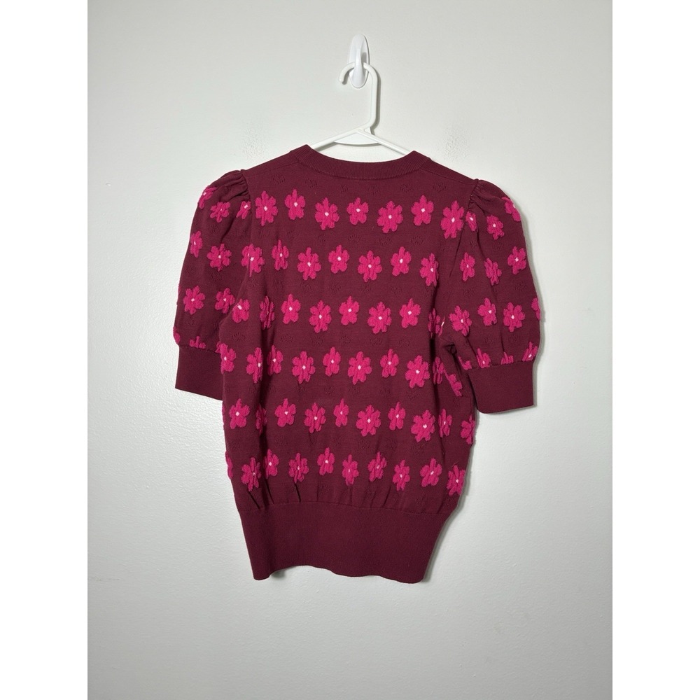 Kate Spade Marker Floral Sweater Sz Small In Rhubarb Jam Red Preppy Designer - Picture 6 of 9